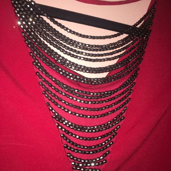 BCX Red Blouse with Beaded Back - Picture 3 of 4